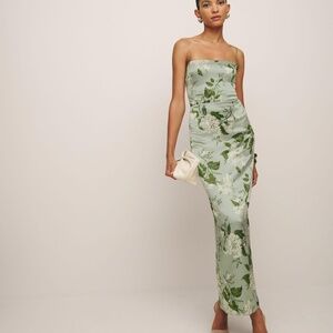 Reformation Frankie Green floral dress (Worn once!)